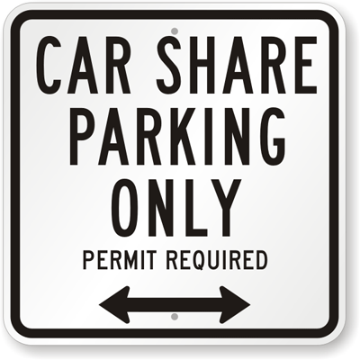 car sharing parking only sign