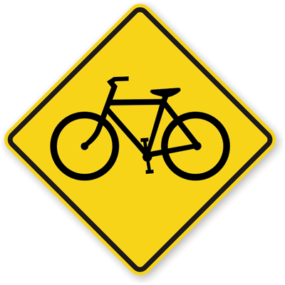 Yellow bicycle traffic sign