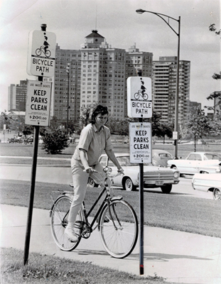 Woman on bike 1965