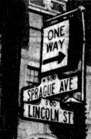 One way sign Sprague Ave