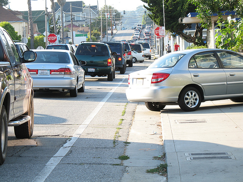 Traffic blocking bike lane