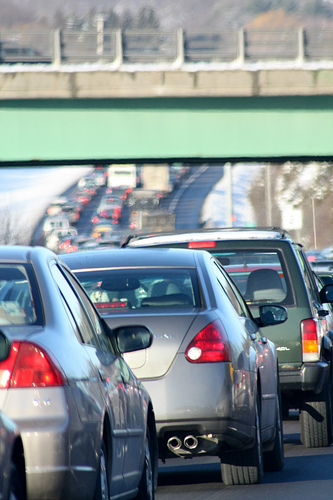 Severe traffic on the Concord Turnpike in MA.