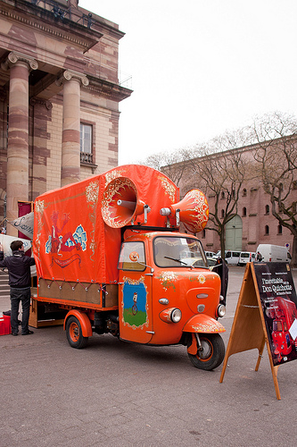 Truck with megaphones