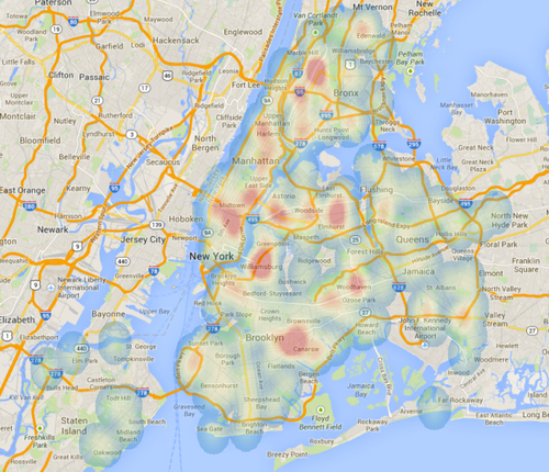 New York traffic injury heat map