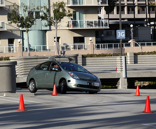 Driverless car on a track