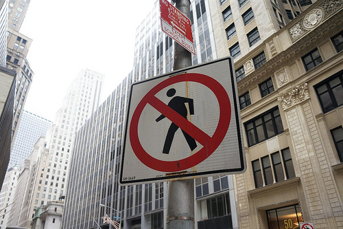 urban no walking sign